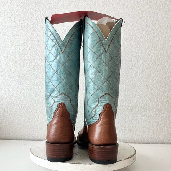 Rod Patrick Womens Cowboy Boots 6.5AA Brown Turquoise Top Western Cowgirl Tall - Picture 3 of 12